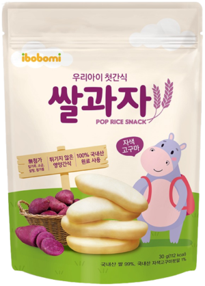 IBOBOMI Organic Pop Rice Snack - Purple Sweet Potato 30g - Image 6