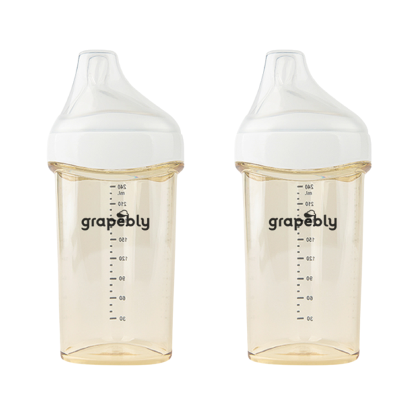 GRAPEBLY TRIANGLE PPSU FEEDING BOTTLE 240ML / 8OZ [TWIN BUNDLE]
