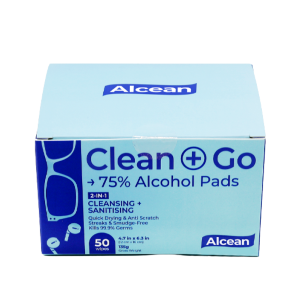 Alcean - Clean+Go 75% Classic Alcohol Pads 50 Wipes